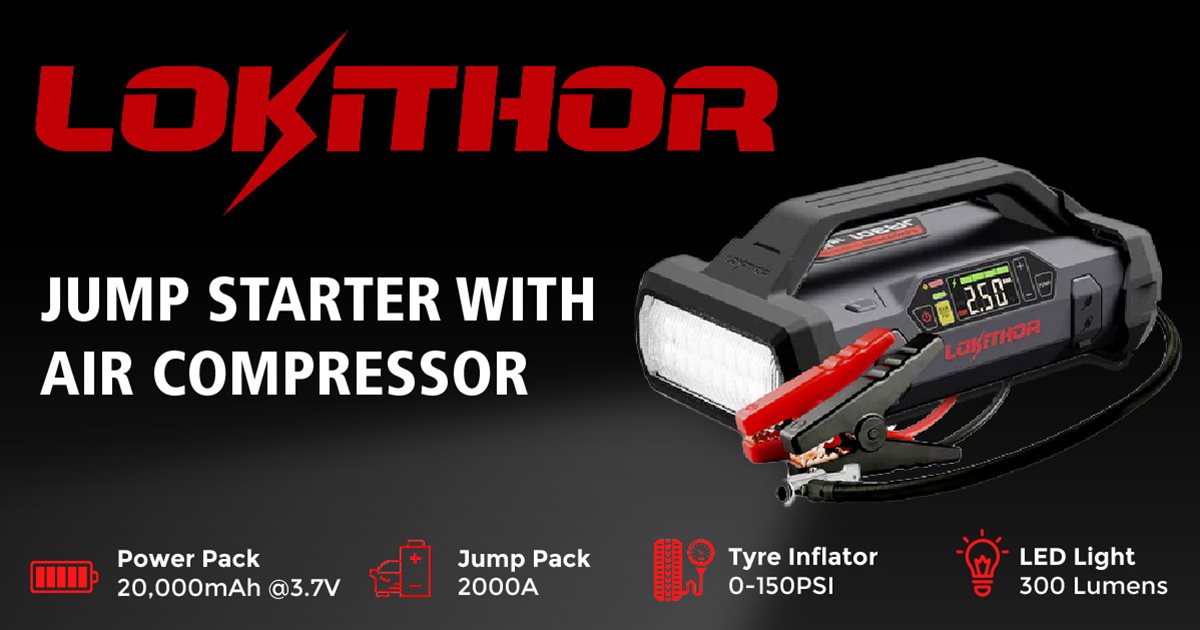 Introducing the Lokithor 4-in-1 Jump Starter with Air Compressor